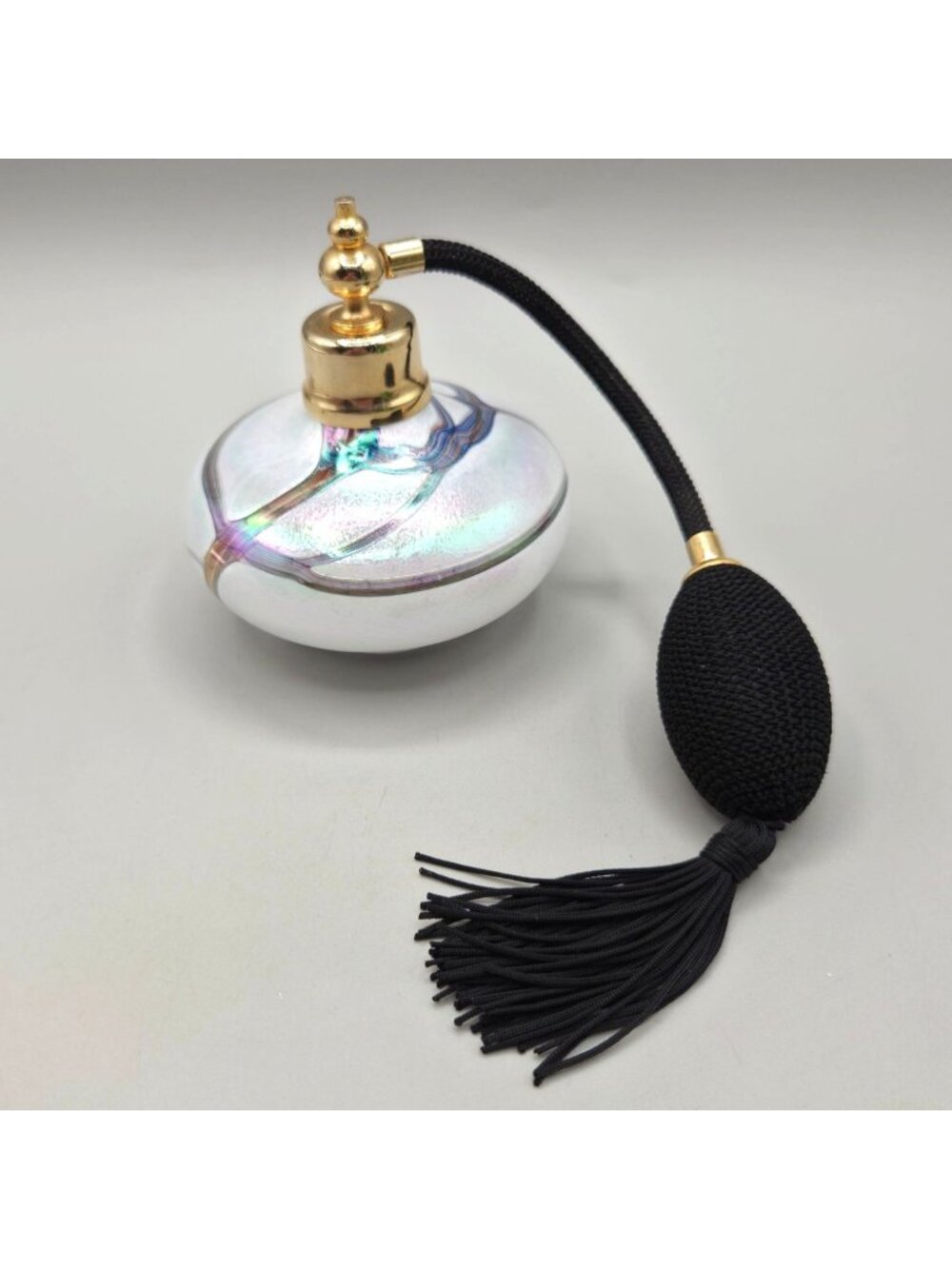 Royal Limited Crystal Perfume Atomizer Sprayer Black Bulb Iridescent Vintage